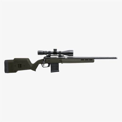 Hunter 110 justerbart kolv för Savage 110 ger ökad ergonomi, anpassningsbar längd och höjd, samt AICS-kompatibilitet för optimal prestanda.