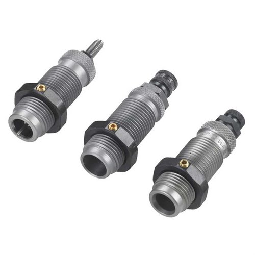 RCBS 32 AUTO CARBIDE 3-DIE SET erbjuder en smidig lösning för att storleksanpassa, expandera och sätta kulor utan smörjning, perfekt för präglingsbehov.