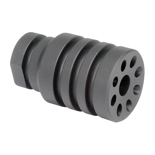 Midwest Industries Pistol Blast Diverter dirigerar ljudet framåt, är tillverkad av verktygsstål, väger 4.1 oz och har ½-28 gängor för 5.56/.223.