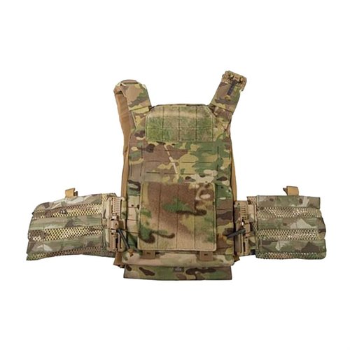 SMC Plate Carrier erbjuder en lätt och mångsidig design med justerbara remmar, MOLLE-webbing, och möjligheten att fästa SMC zippered back panels för anpassning.