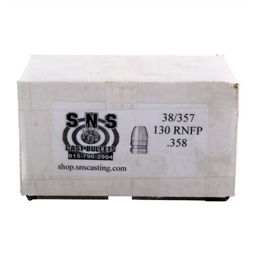 SNS CAST BULLETS erbjuder högkvalitativa .38 kaliber 130GR Round Nose Flat Point kulor, med 92% bly, 6% antimon och 2% tenn, för överlägsen precision och prisvärdhet.