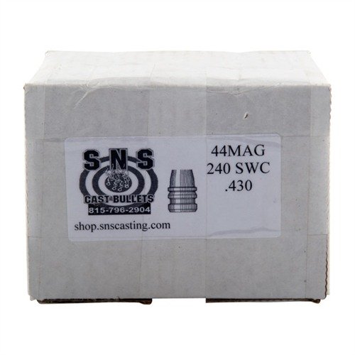 .44 kaliber gjutna pistolkulor från SNS ger hög precision och konsekvens med 92% bly, 6% antimon och 2% tenn. 18 Brinnell hårdhet, ekonomiskt pris.