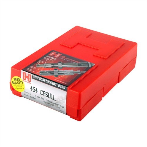 Hornady 4-die set för 454 Casull inkluderar full längd sizing die, expander die, seater die och crimp die för optimal precision och enkel justering.