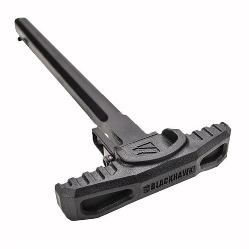 Blackhawk No-Latch Ambidextrous Charging Handle ger snabbare omladdning och felrättning med ett överdimensionerat polymerhandtag för bättre kontroll och hållbarhet.