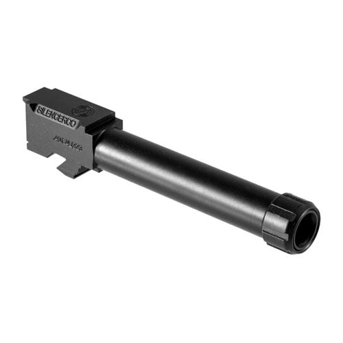 Silencerco's threaded barrels för Glock® är tillverkade av 416R rostfritt stål, finns i svart nitride eller naturlig finish och passar både Gen 3 och Gen 4.