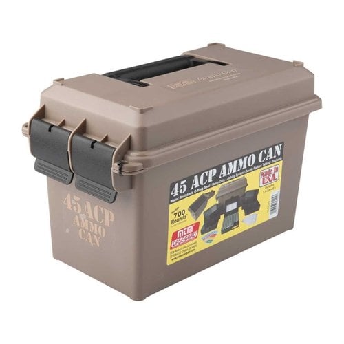 Skydda din ammunition med MTM Ammo Can 45ACP i tan! 💼 Vattentät, robust och perfekt för transport och förvaring av magasin.
