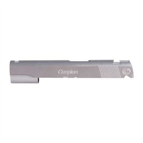 Caspian 1911 slides i rostfritt stål erbjuder överlägsen styrka, precisa toleranser och djupa serrationer för optimalt grepp och prestanda.