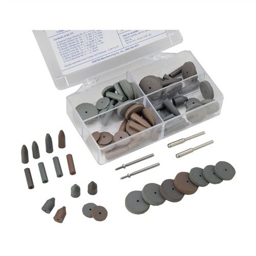 CRATEX 777 ABRASIVE KIT innehåller 80 flexibla sliphjul och punkter i olika korn, perfekta för polering, avgradning och slipning upp till 25,000 rpm.