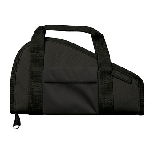 Bulldog Medium Black Pistol Rug med tillbehörsficka erbjuder utmärkt skydd för din pistol och extra förvaring för tillbehör, perfekt för säker transport.