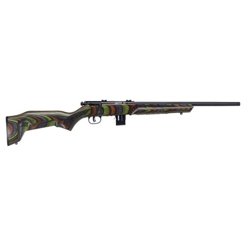 Savage Arms 93 Minimalist 17 HMR 18" Laminate erbjuder en lätt och precis plattform för jakt och sportskytte, med en elegant laminatstock och pålitlig prestanda.