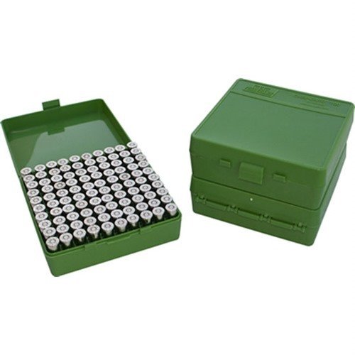 MTM Ammo Box 100 Round Flip-Top är perfekt för att organisera och skydda dina 10mm och 45 ACP patroner, med hållbar konstruktion och enkel åtkomst.