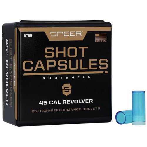Speer Bullet 45 Empty Shotshell Capsules är perfekta för att skapa egna patroner. Varje förpackning innehåller 25 kapslar, idealiska för träning och experiment.