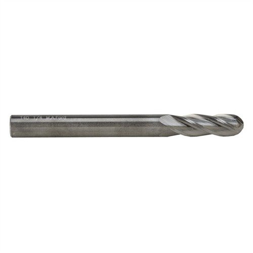Solid carbide ball end mills med fyra flöjtar ger släta snitt och möjliggör sänkning utan förborra, perfekt för hårda stål och rundade bottnar.