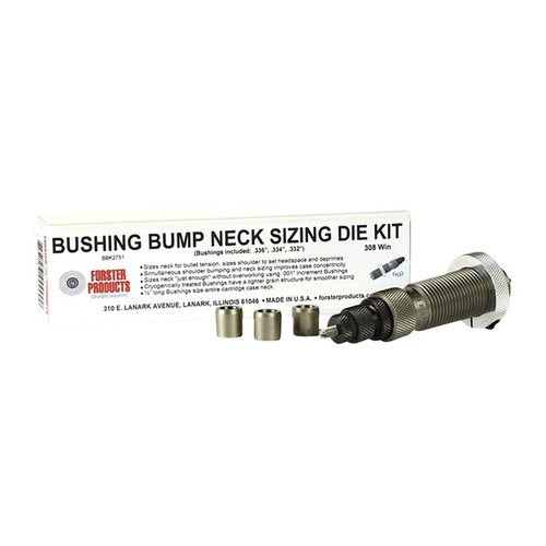 Forster Bushing Bump Neck Die Kits ger precisionsladdare möjlighet att noggrant kontrollera spänningen på hylsorna, med handpolerade dies och utvalda bushings.