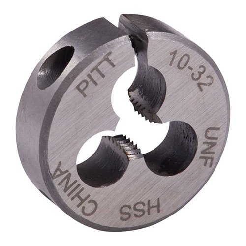 Brownells Wire Gauge Carbon Dies erbjuder hög precision och hållbarhet för att skära externa gängor, tillverkade av kolstål för enkel fragmentborttagning.