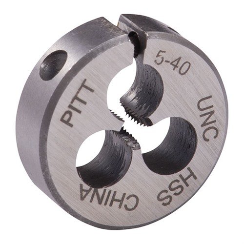 Brownells Wire Gauge Carbon Dies erbjuder hög precision och hållbarhet i gängskärning, tillverkade av kolstål för enkel borttagning av trasiga fragment.