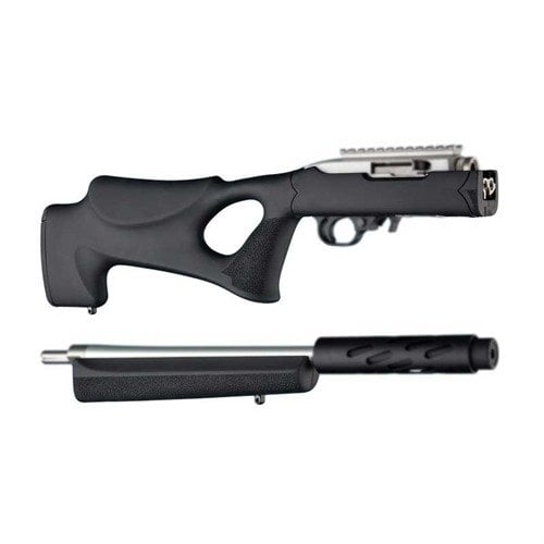 HOGUE RUGER 10/22 Takedown Stock Thumbhole erbjuder en futuristisk design med integrerat kindstöd, mjukt gummibakstycke och överlägsen komfort och hållbarhet.