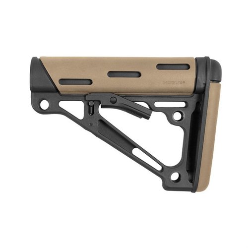 Hogues OverMolded® kollapsbara buttstock i Mil-Spec erbjuder en robust konstruktion, gummifäste för kinden och en anti-rattle passform för stabilitet.
