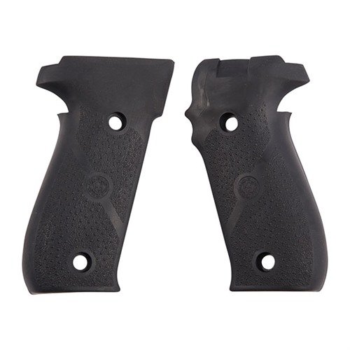 HOGUE SEMI-AUTO PISTOL GRIPS erbjuder handfyllande design i gummi och trä som absorberar rekyl och ger bättre greppkontroll med fingergropar.