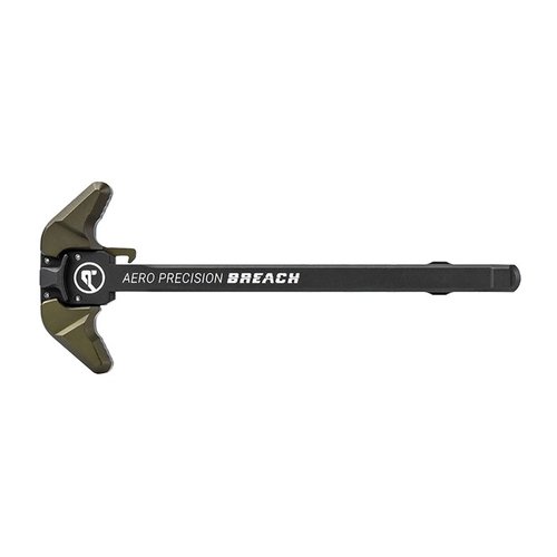 Aero Precision Breach Ambidextrous Charging Handle erbjuder lättanvända, hållbara stora spakar för snabb aktivering, tillverkad av 7075 aluminium med hårdcoatanodiserad yta.