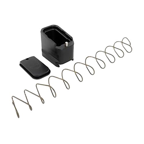 +5/4 MAG EXTENSION för Glock 19/23 ger 5 extra patroner till Glock 19 och 4 till Glock 23, med enkel åtkomst till fjädern utan att ta bort förlängningen.