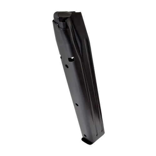 SIG SAUER P320 9MM LUGER 30 ROUND MAGAZINE har en hållbar kolstålskropp med nitridebehandling för korrosionsbeständighet och en pålitlig 17-7 stainless fjäder.
