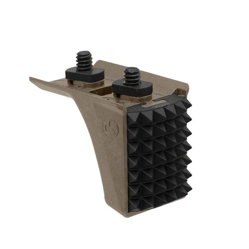 Magpul Barricade Stop är en robust handstop som ger stabilitet vid skytte mot barriärer, med en utbytbar stålplatta för optimalt grepp och kontakt.