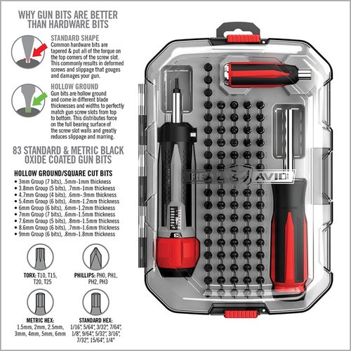 SMART-TORQ & DRIVER MASTER SET erbjuder precision med justerbar torque, ergonomiska handtag och 83 bits för alla dina gunsmithing-behov.