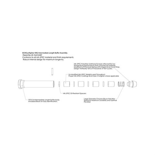 MK2 BUFFER MOD 1 minskar kännbar rekyl och förbättrar tillförlitlighet med konsekvent bärarhastighet, M16A4 fjädrar och hållbar konstruktion i 7075T6 aluminium.