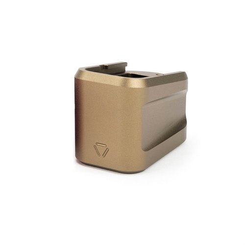Strike Industries Aluminium Extended Magazine Plate för GLOCK™ G19 (9mm) ökar kapaciteten med 5 skott, har en låg dragdesign och är tillverkad av 6061-T6 aluminium.