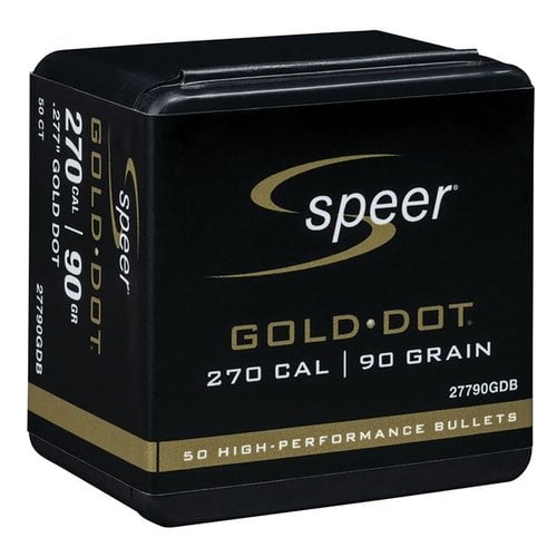 Upptäck Gold Dot 270 Caliber rifle bullets! ⚡ Hög precision och pålitlig prestanda för att eliminera hot. 90GR Soft Point, 50/box.