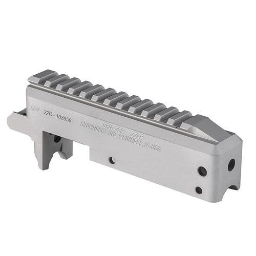 BRN-22 är en precisionsbearbetad receiver i 6061 aluminium, kompatibel med Ruger® 10/22®, med ett slitstarkt svart anodiserat ytskikt och rengöringshål.
