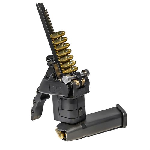 MAGAZINE SPEEDLOADER för Glock® 17/19 gör snabb omladdning av 9x19mm ammunition enkel och effektiv, med utbytbara adaptrar för olika magasin.