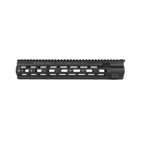 Geissele Super Modular HK 416 Rail erbjuder styrka, modularitet och precision i 6061-T6 aluminium, perfekt för HK 416 med militärstandard.