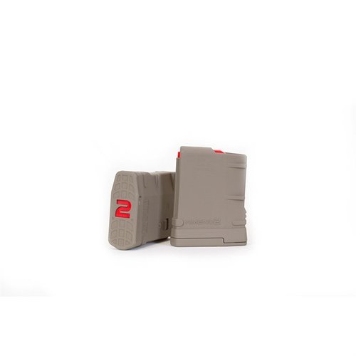 Amend2® SR-25 7.62X51 magasin i slitstark polymer, med anti-tilt följare och kraftig fjäder, perfekt för jakt och skytte, tillgänglig i flera färger.