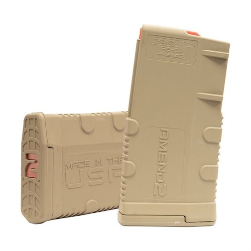 Amend2® SR-25 7.62X51 magasin i hållbar polymer, med anti-tilt följare och kraftig fjäder, perfekt för jakt och skytte. Finns i flera färger.