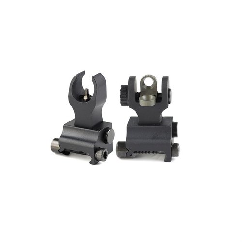 Samson manual folding sights i 6061-T6 aluminium erbjuder robust konstruktion, perfekt co-witness höjd och låser i utvikt läge för säker precision.