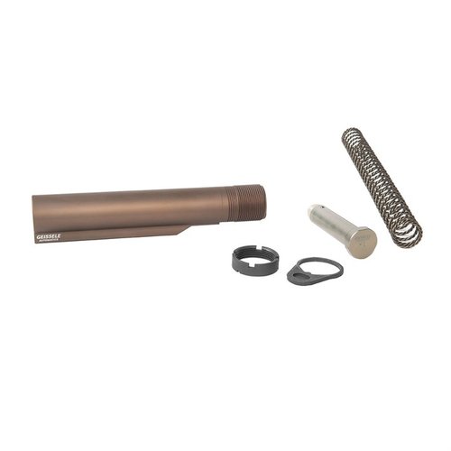 Geissele Premium Mil-Spec Buffer Tube är tillverkad av 7075-T6 aluminium, med 6 positioner, och inkluderar Super 42 fjädern för ökad pålitlighet och mindre vibrationer.