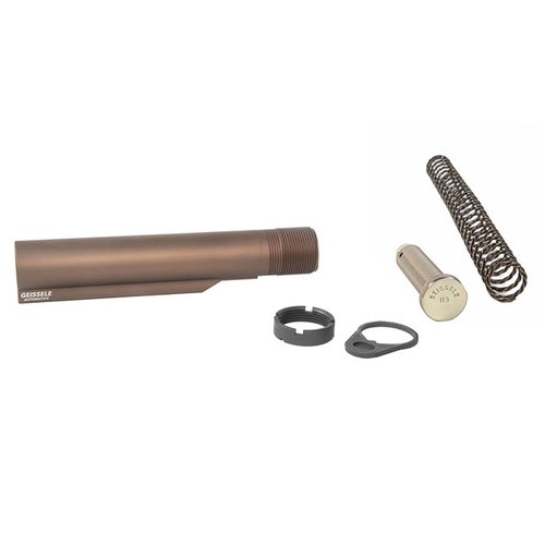 Geissele Premium Mil-Spec Buffer Tube är tillverkad av 7075-T6 aluminium, har 6 lägen och inkluderar Super 42-fjädern för ökad pålitlighet och prestanda.