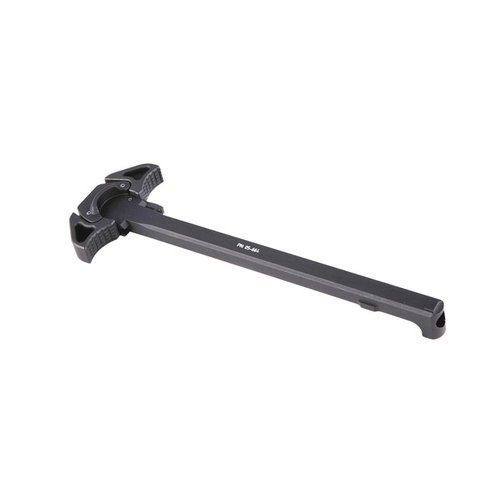 Geissele URG-I Airborne Charging Handle är ambidextrös, tillverkad av 7075-T6 aluminium, med gasmitigering och checkrade ytor för optimalt grepp.