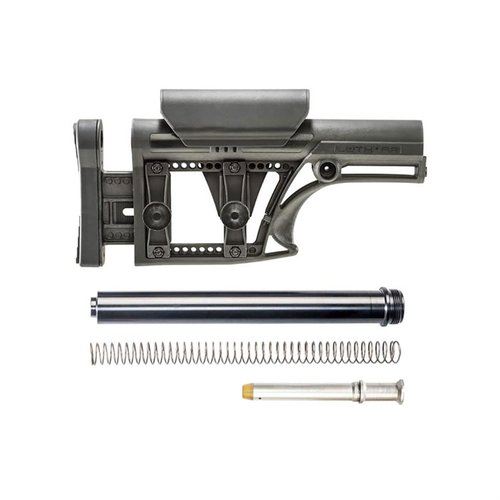 MBA-1 Buttstock erbjuder justerbar längd och kindstöd, komplett med A2 buffer system, lättviktig design och flera fästen för slinga, perfekt för din .223/5.56.