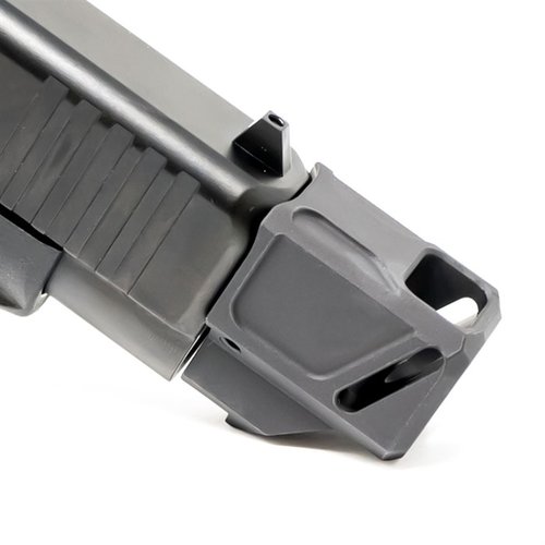 Faxon Firearms EXOS-533 kompensator för Glock® 43X/48 minskar rekyl och muzzlekick, med unik design för ökad stabilitet och pålitlighet.
