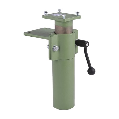 Hydraulisk lift för Brownells bänksvarv: justera enkelt med 360° rotation och 200 mm höjd, vilket skyddar ryggen och gör arbetet mer bekvämt.