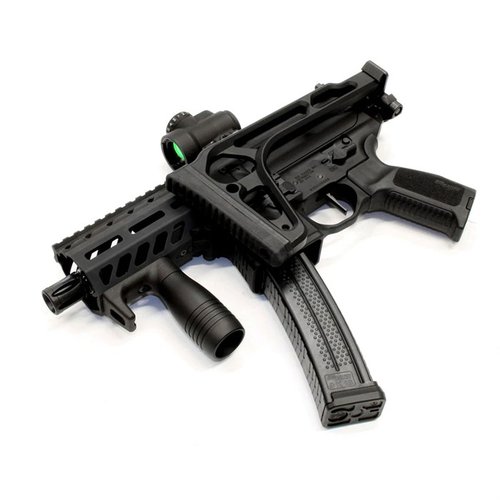 MODULAR VERTICAL FOREGRIP med integrerad handstop för mångsidig användning, perfekt för pistoler och korta gevär, med hållbara material och låg glans.