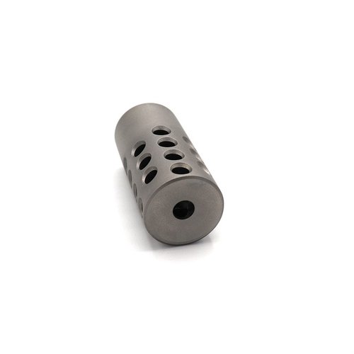.22 kaliber muzzle brake för Ruger 10/22, minskar rekyl och ger bättre balans. Tillverkad av silver rostfritt stål, 1/2"-28 gänga och 2" lång.