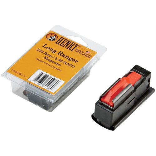 Ersättningsmagasin i svart för Henry Long Ranger, 5 skott i kaliber 223 Remington/5.56x45 NATO, perfekt för att säkerställa pålitlig prestanda.