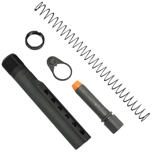 K-SPEC AR-15 PCC Carbine Buffer Tube Kit erbjuder effektiv recoil-mitigation med en innovativ kompressionssystem, inklusive flatwire fjäder och robust buffert.