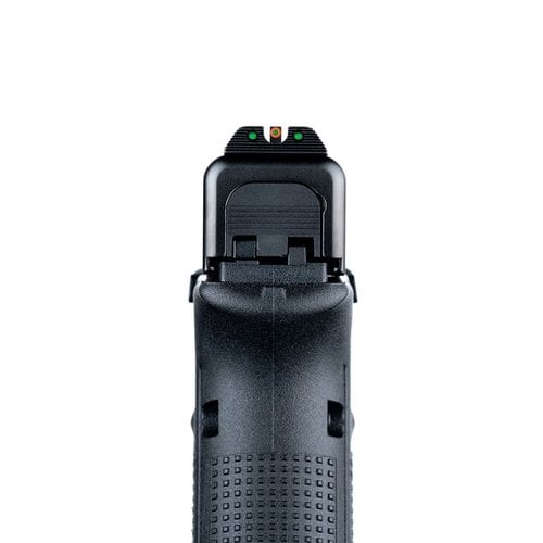 AmeriGlo Agent night sights för Glock® erbjuder överlägsen synlighet med 3-dot Tritium och en hållbar design, perfekt för daglig användning av polisen.