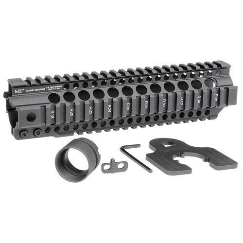 AR-15 Combat Rail T-Series är en 1-PC free float handguard i svart, tillverkad av 6061 aluminium, med MIL-STD 1913 Picatinny rails och livstidsgaranti.