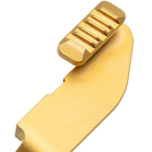 Tyrant CNC Extended Slide Release för Springfield Hellcat erbjuder ökad yta för enkel användning, hållbar PVD-beläggning och ergonomisk design för snabb operation.